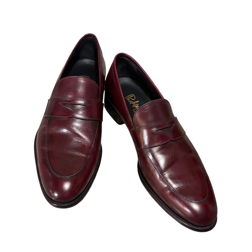 Paul Evans Penny Loafers Men *9 Oxblood Burgundy Leather Italian Dress Shoes EUC